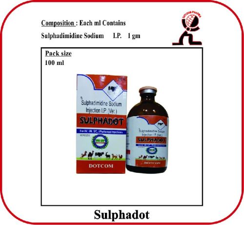 SULPHADIMIDINE SODIUM INJECTION SULPHADOT, For Veterinary Use, Packaging Type : Amber Vial