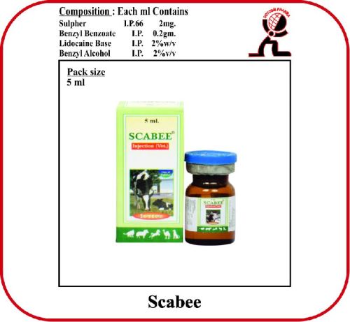 Sulphur 2mg Injection (SCABEE), For Veterinary Use, Packaging Type : Amber Vial