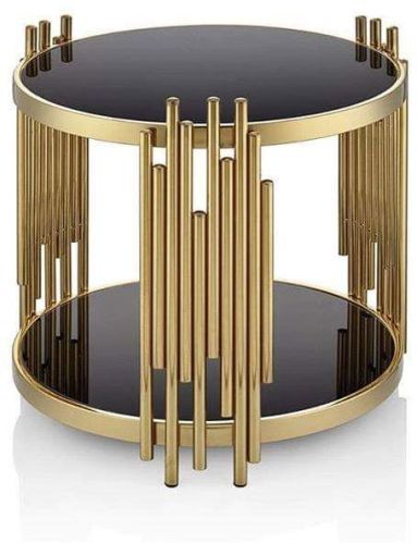 Plain Metal Polished Designer Side Table, Shape : Round