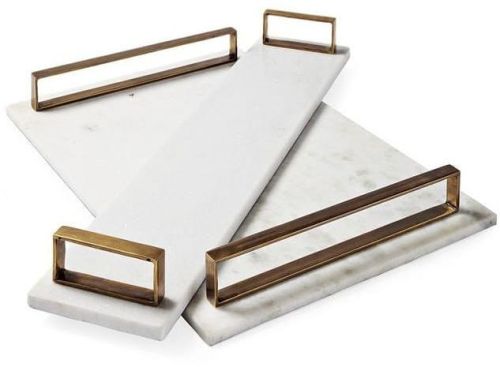 Polished Square Marble Tray, For Serving, Pattern : Plain