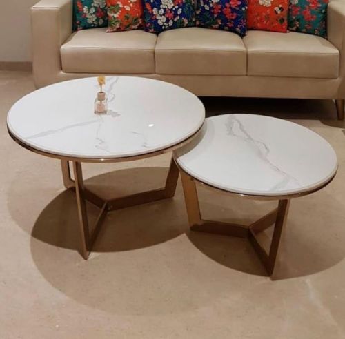 Round White Marble Dining Table, For Cafe, Garden, Home, Hotel, Restaurant, Feature : Stylish Look