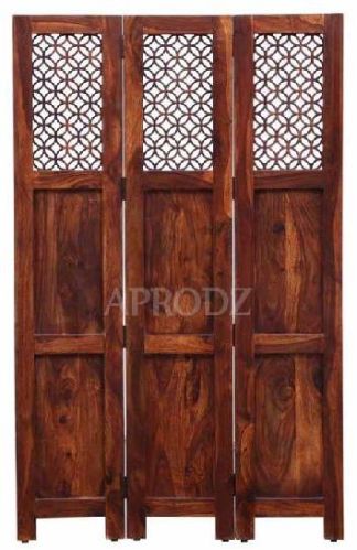 Solid Wood(Sheesham) 3 Panel Room Divider, Color : Honey Oak, Provincial Teak