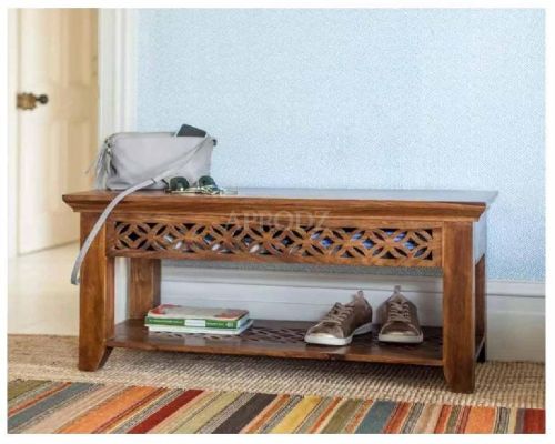 Solid Wood(Sheesham) Box Bench With Storage, Color : Teak