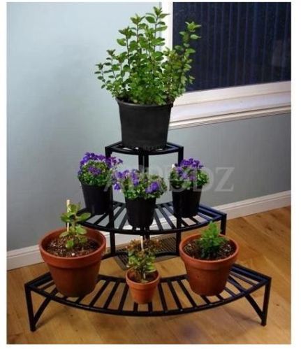 Folding Corner Three Layer Metal Plant Stand