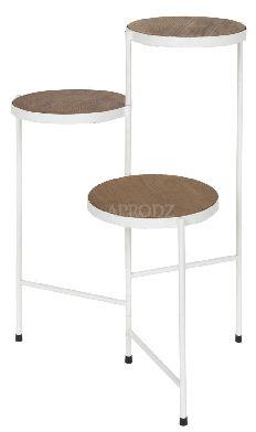 Metal and Wood Plant Stand, Color : Black, White