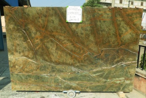 Rectangular Rainforest Green Marble Slab, For Kitchen, Office, Restaurant, Size : 18x18ft, 24x24ft