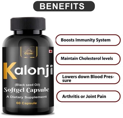 CIPZER Kalonji Softgel Capsule Immunity Support,Maintain Cholesterol Levels 60 Capsules In A Bottle