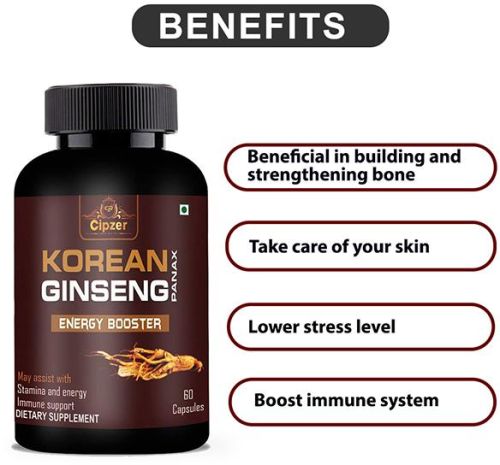 CIPZER Korean Ginseng Capsule Helps To Improve Strength, Energy & Immune System 60 Capsules
