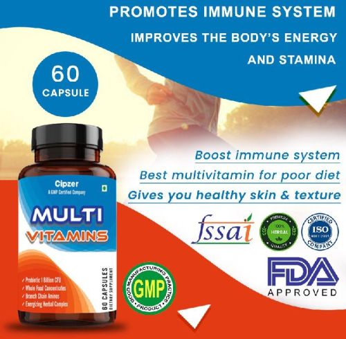 CIPZER Multivitamin Capsule Help To Improve The Immune System & Healthy Skin 60 Capsules In A Bottle
