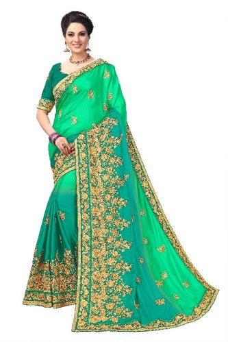 Sarvadarshi Fashion Women's Barfi Silk Heavy Lace Pedding Embroidery Work Saree With Blouse Piece