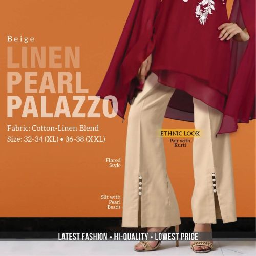 0.35 Kg Cotton Linen Pearl Palazzo, Size : XL-32-34, XXL-36-38