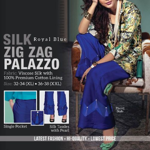 Silk Zig Zag Palazzo, Size : XL-32-34, XXL-36-38