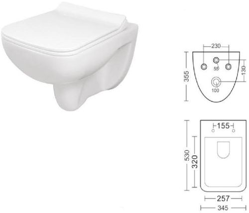 Multishape Ceramic Polished Wall Hung Toilet Seat, Color : White