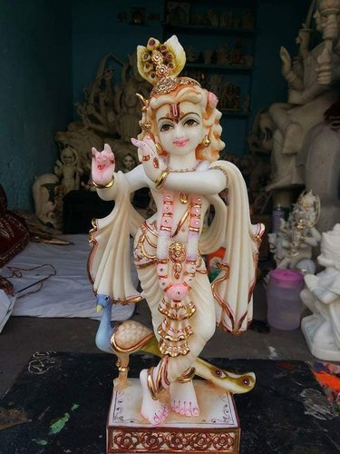 Marble Lord Krishna Statue, For Worship, Pattern : Printed