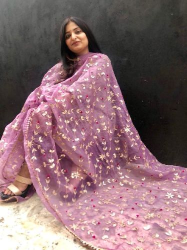 Printed Chanderi Hand Embroidery Dupatta, Feature : Comfortable, Skin Friendly