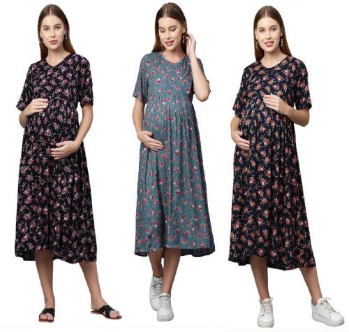 Rayon MomToBe Women's Maternity/Feeding/Nursing Dress, Feature : Breathable