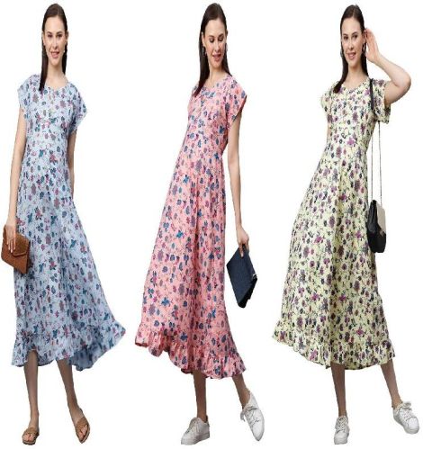 MomToBe Women's Rayon Floral Print Maternity/Feeding/Nursing Maternity Dress