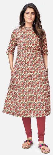 Cotton Ladies Foil Printed Kurtis, Style : Regular