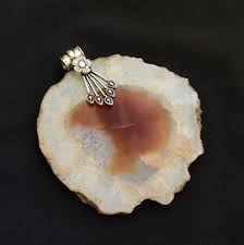 Natural Agate Slice Pendant, Size : 3 Inches