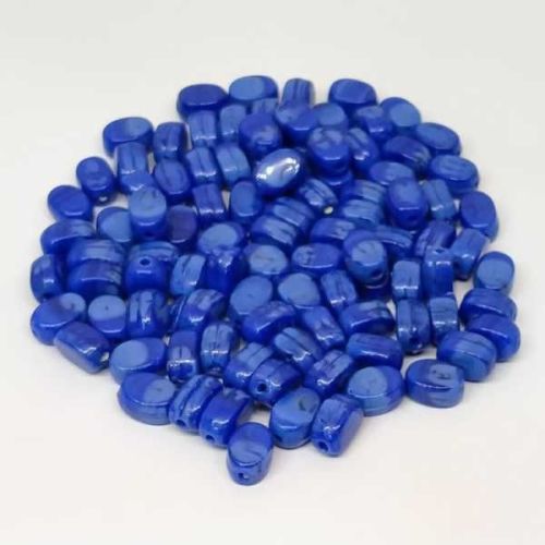 Opaque Oval Glass Beads, Color : Blue