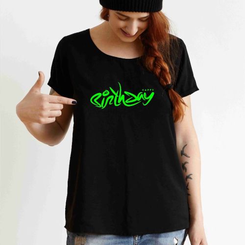 Ladies Night Glow Vinyl Birthday Printed T-shirt