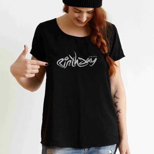 Ladies Silver Vinyl Birthday Printed T-shirt, Feature : Comfortable, Easily Washable