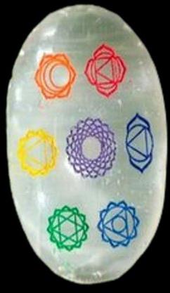 Seven Chakra Selenite Palm Stone, For Healing, Size : 50 Mm