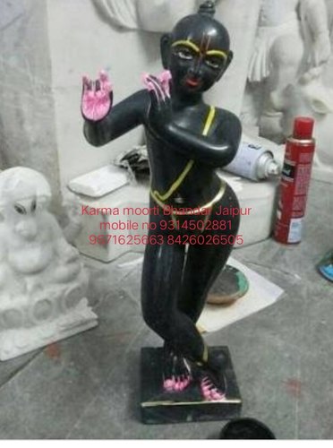 Black Marble Krishna Statue, For Worship, Pattern : Plain