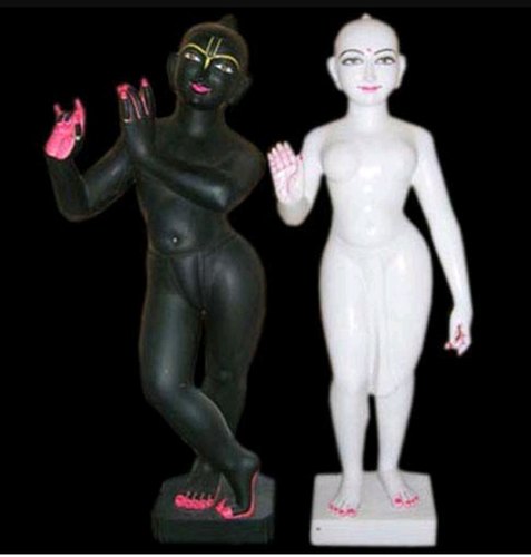 Black & White Marble Radha Krishna Statue