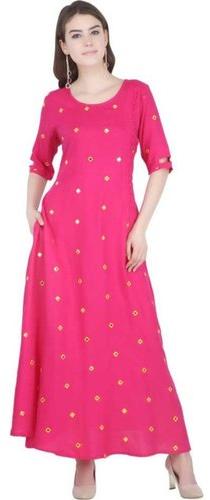 Janki Textorium Mirror Work Suit, Color : Pink