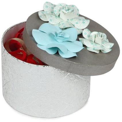 Grey Board Round Gift Box, Color : Silver Gold