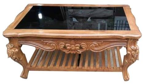 Rectangular Wooden Glass Centre Table, Color : Brown