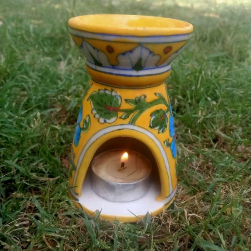 Blue Pottery Diffuser T-light Candle DTLC-001, Packaging Type : Carton Box