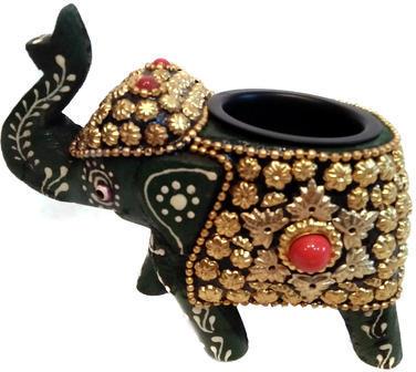 Wooden Elephant Candle Stand