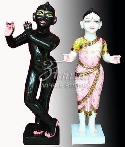 Jaipur Marble Radha Krishna Statue, Color : Black & White