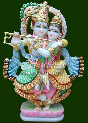 Marble Jugal Radha Krishna Statue, Color : Multicolour