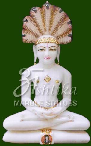 Marble Parshwanath Statue, Color : White