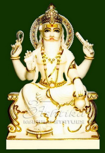 Jaipur Marble Vishwakarma Statue, For Worship, Pattern : Carved