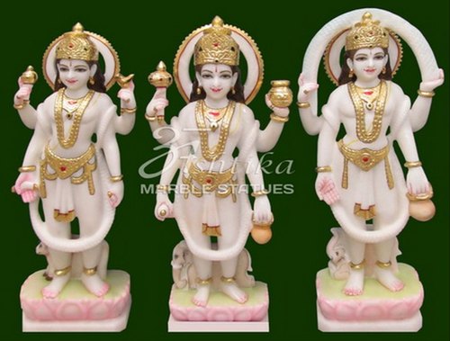 Marble Yam Kuber Varun Statue, For Worship, Temple, Pattern : Carved