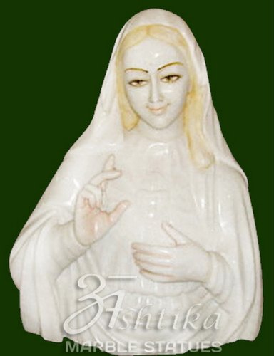 Polished Mother Mary Marble Statue, For Garden, Office, Shop, Packaging Type : Carton Box, Thermocol Box