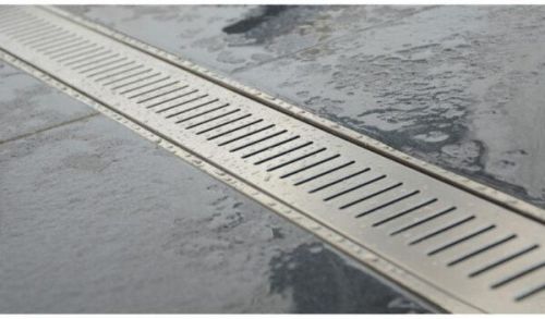 Square Stainless Steel Brushed Shower Channel Drain, For Home Bathroom, Color : Silver