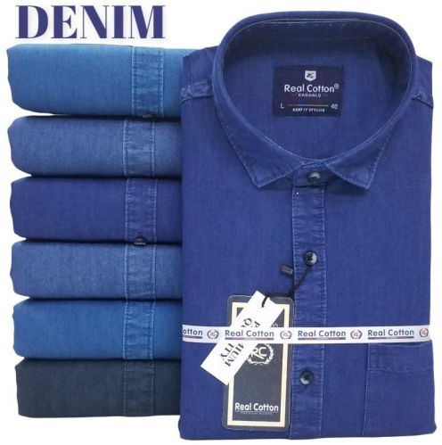 Regular Collar Pure Cotton Denim Shirt, For Textiles, Home, Size : XL, XXL, XXXL