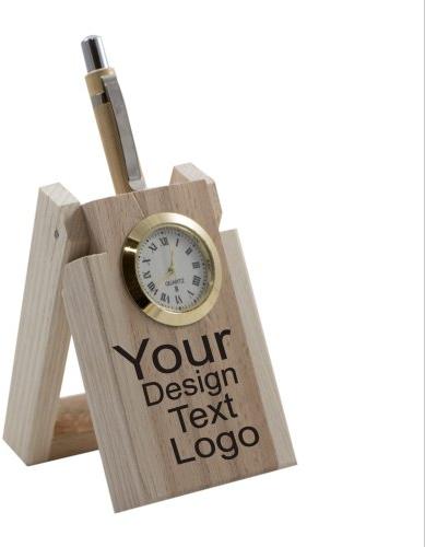 Wooden Pen Stand With Clock, Certification : ISO 9001:2008 Certified