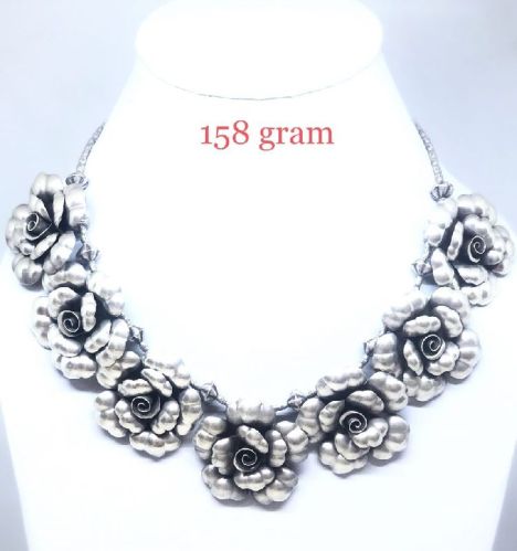 Antique Silver Rose Necklace