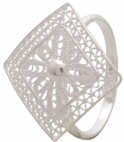 925 Sterling Silver Filigree Square Ring