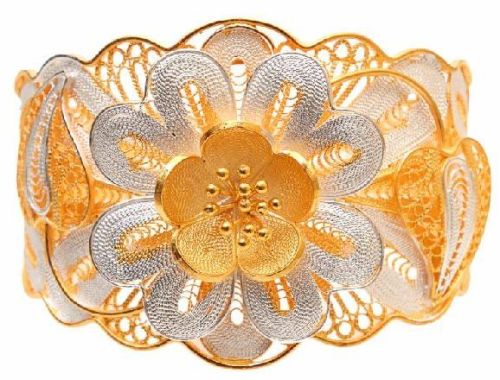 Filigree Two Tone Flower Bangle