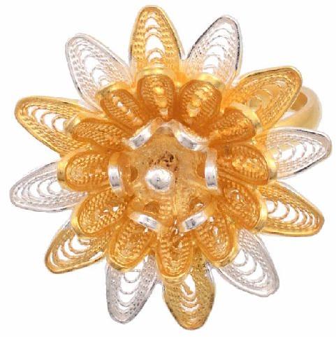 Filigree Two Tone Flower Ring