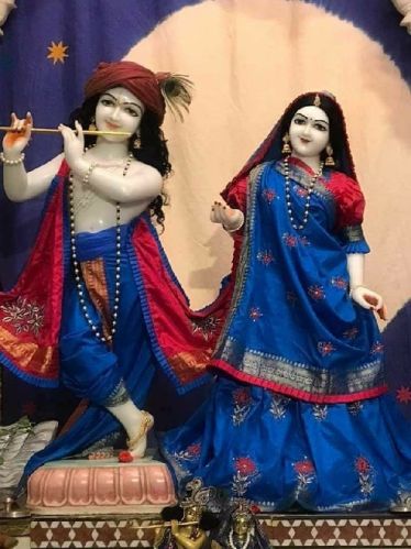 Multicolors Polished Radha Krishna Marble Statue, For Shiny, Size : Multisizes