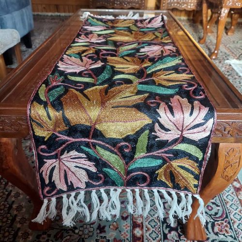 Kashmiri Chain Stitch Table Runner, Pattern : Embroidered