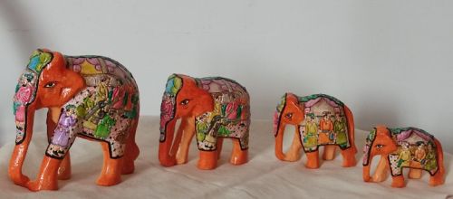 Polished Wood Kashmiri Paper Mache Elephant, For Home Decor, Feature : Light Weight, Unique Design